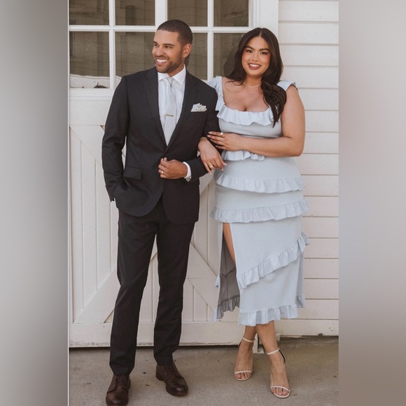 Show Me Your MuMu NWOT Greta Dress in Steel Blue Stretch - Picture 7 of 16